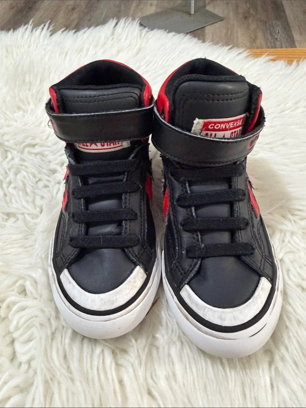 Converse Kids Black and Red High-Top Sneakers with Strap